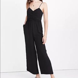 Madewell Black Ruched Wide Leg Jumpsuit Size 6 NWT